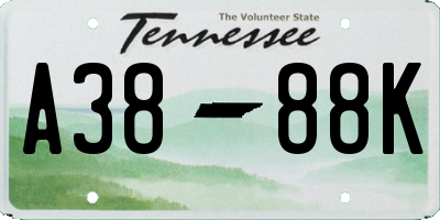 TN license plate A3888K