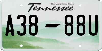TN license plate A3888U