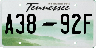 TN license plate A3892F