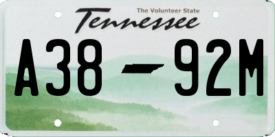 TN license plate A3892M