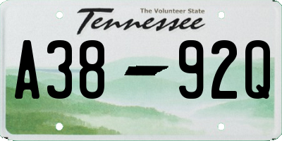 TN license plate A3892Q