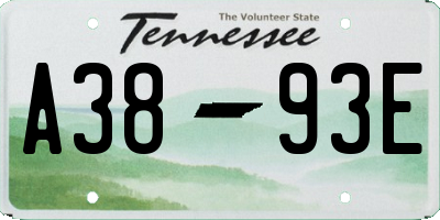 TN license plate A3893E