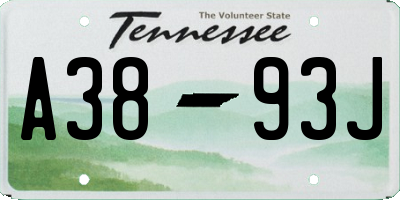 TN license plate A3893J