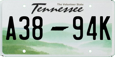 TN license plate A3894K