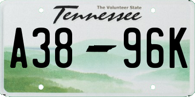 TN license plate A3896K