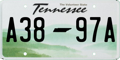 TN license plate A3897A