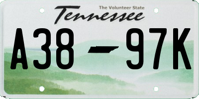 TN license plate A3897K