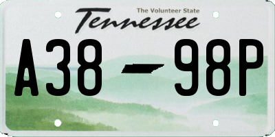 TN license plate A3898P