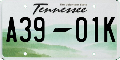 TN license plate A3901K