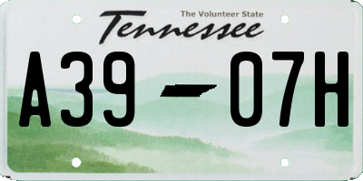 TN license plate A3907H