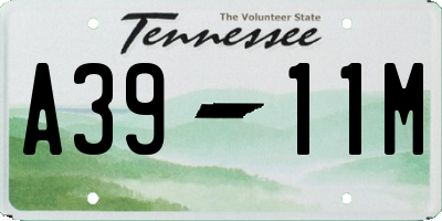 TN license plate A3911M