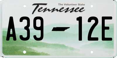 TN license plate A3912E