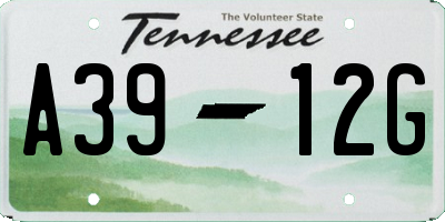 TN license plate A3912G