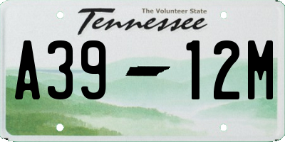 TN license plate A3912M