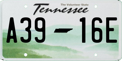 TN license plate A3916E