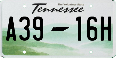 TN license plate A3916H