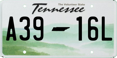 TN license plate A3916L