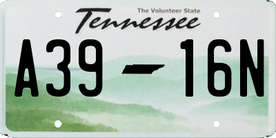 TN license plate A3916N