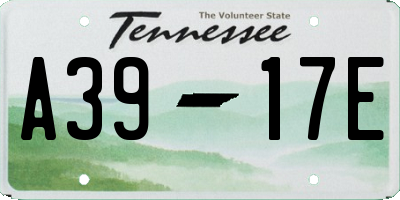 TN license plate A3917E