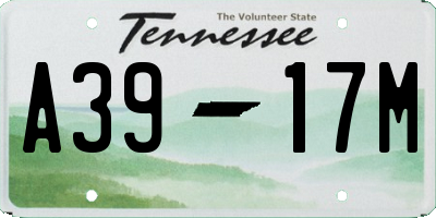 TN license plate A3917M