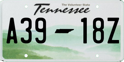 TN license plate A3918Z