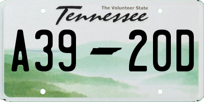 TN license plate A3920D
