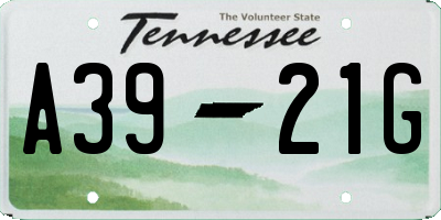 TN license plate A3921G