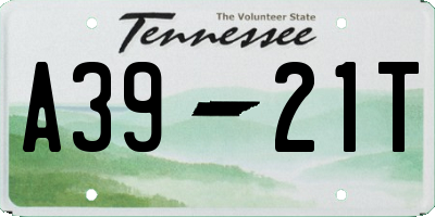 TN license plate A3921T
