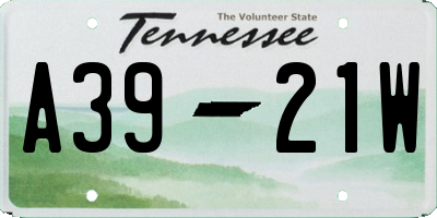 TN license plate A3921W