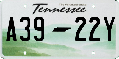 TN license plate A3922Y