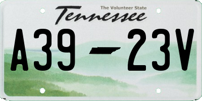 TN license plate A3923V
