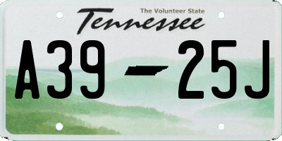TN license plate A3925J