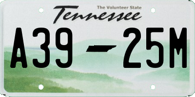 TN license plate A3925M