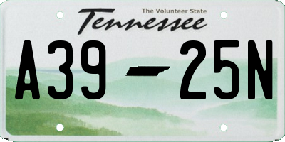 TN license plate A3925N