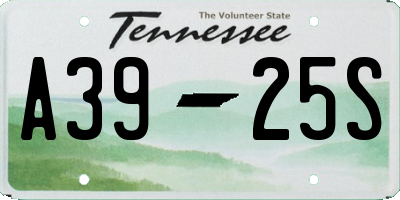 TN license plate A3925S