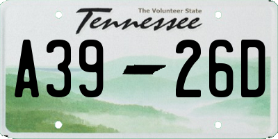 TN license plate A3926D