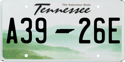 TN license plate A3926E