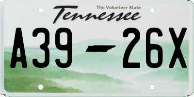 TN license plate A3926X