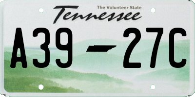 TN license plate A3927C