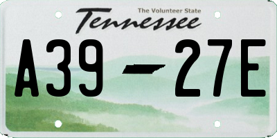 TN license plate A3927E