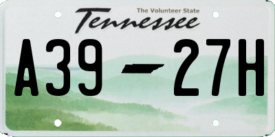 TN license plate A3927H