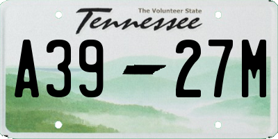 TN license plate A3927M