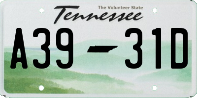 TN license plate A3931D