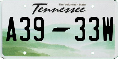 TN license plate A3933W