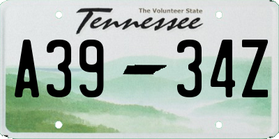 TN license plate A3934Z