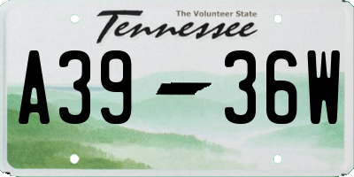 TN license plate A3936W