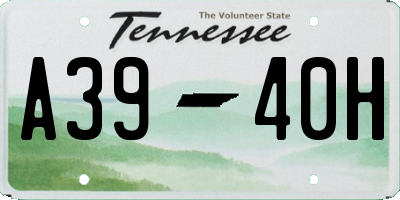 TN license plate A3940H