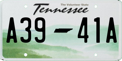 TN license plate A3941A