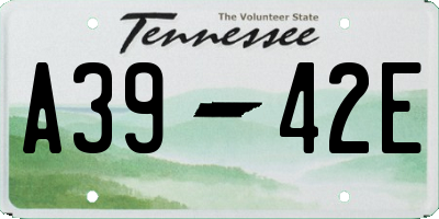 TN license plate A3942E