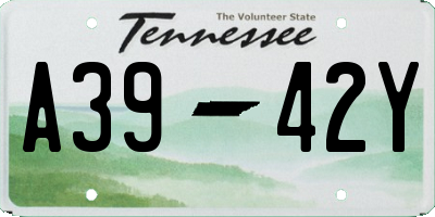 TN license plate A3942Y